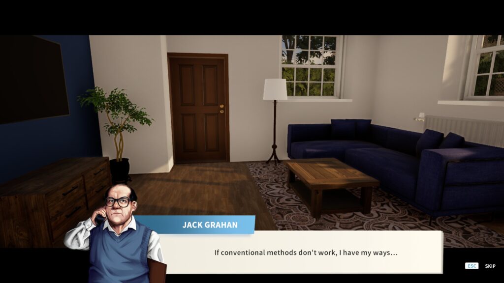  House Flipper Remastered Collection - a visual novel style pop-up explains the situation 