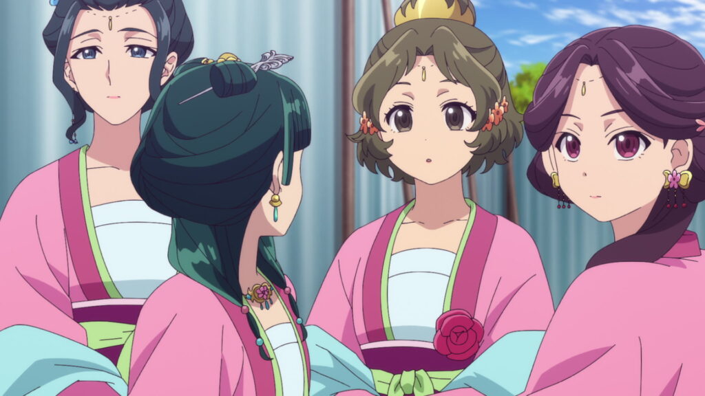 MaoMao with the other ladies in waiting of Lady Gyokuyo - The Apothecary Diaries