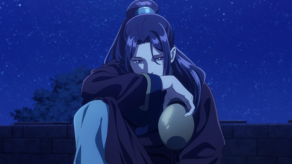 Jinshi sitting alone on the roof - The Apothecary Diaries