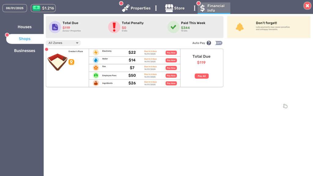 Dearbnb - the management screen