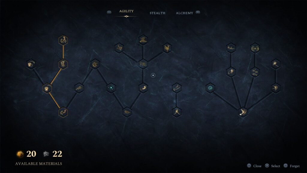 Kristala - the skill tree is split into three distinct paths
