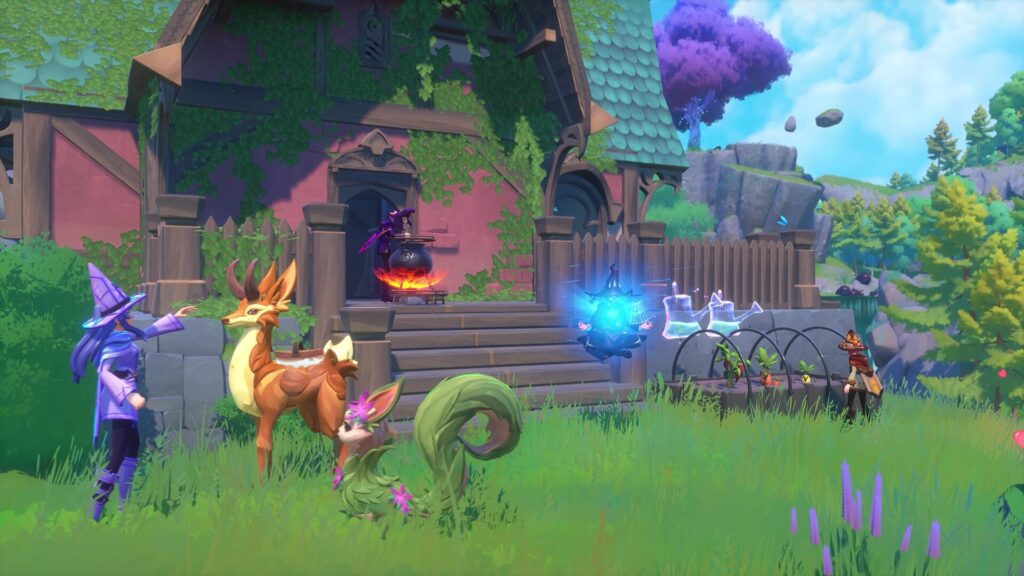 Witchspire - a happy home where four witches tend to various work benches