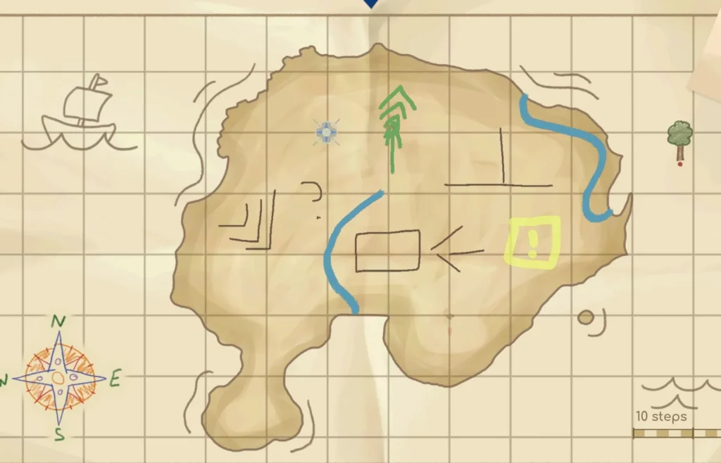 At first the island will be empty of discoveries until you either find something or draw it on - MA PMAP