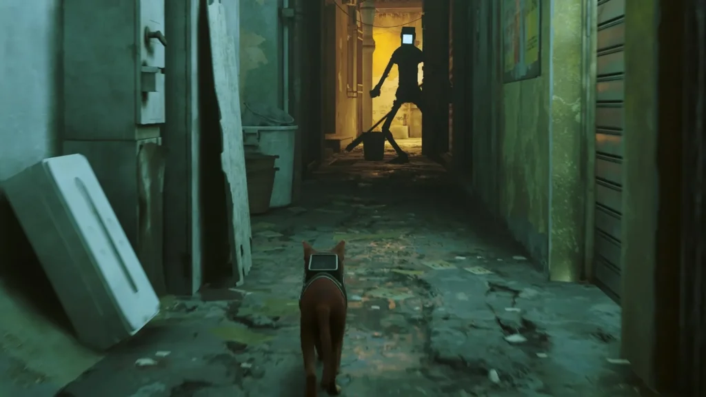 Kitty meeting a robot for the first time - STRAY