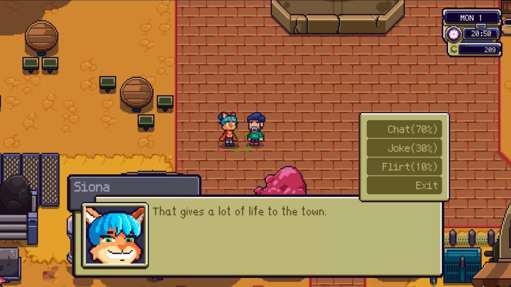 Farlands - talking to Siona with the option to talk joke or flirt