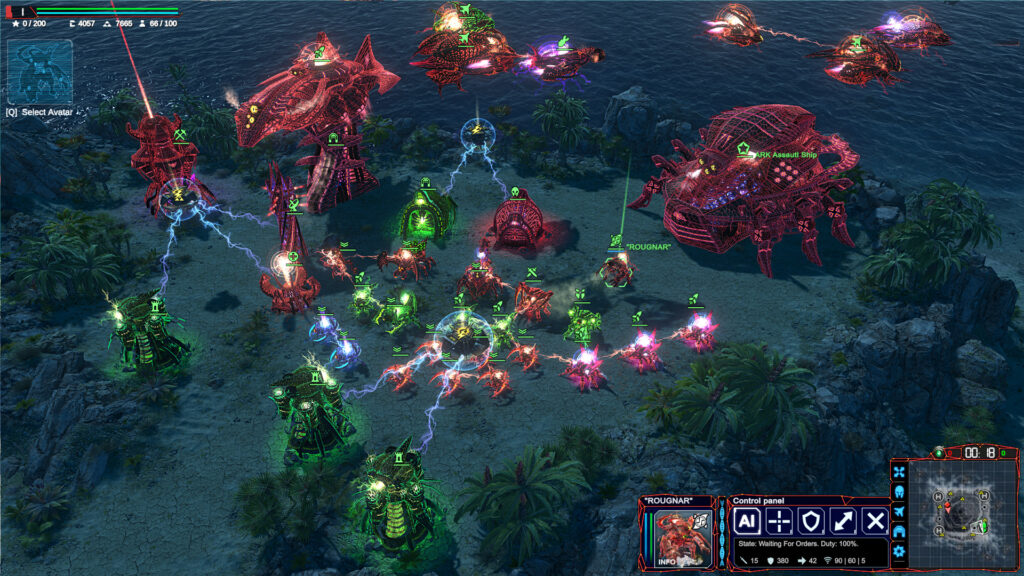 Warshift 2 - The tactical view of the enclave army, the Ark can be seen behind the army