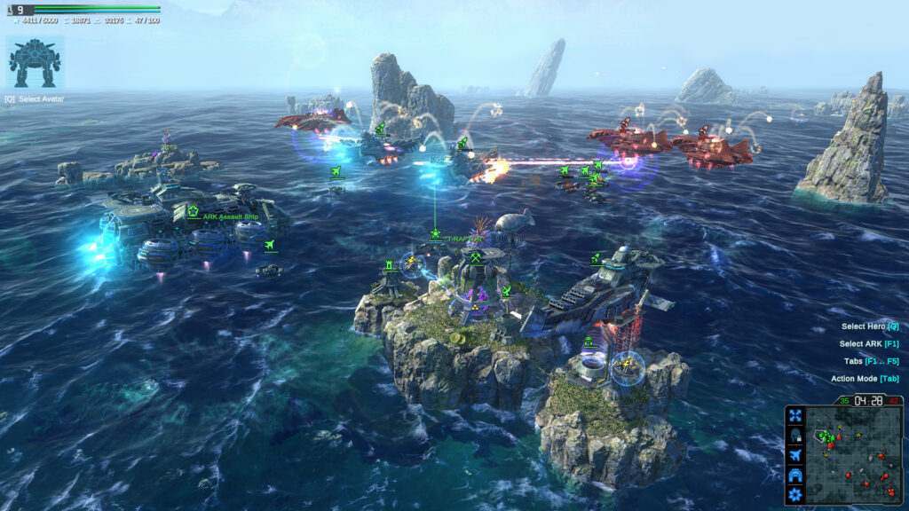 Warshift 2 - Tactical view of the Cyber Legion on the ocean battlefield