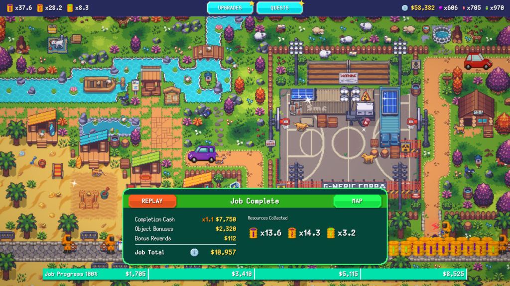 A Sludgineers level with the Job Complete pop up showing