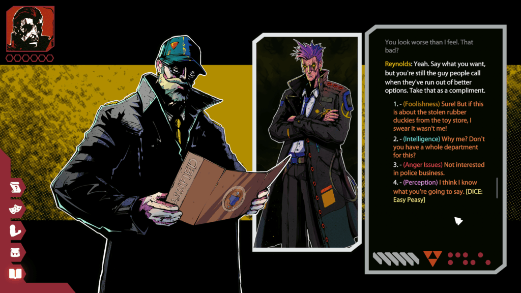 Character art of Reynolds in conversation with Howard. Text box on right. Celestial Return.