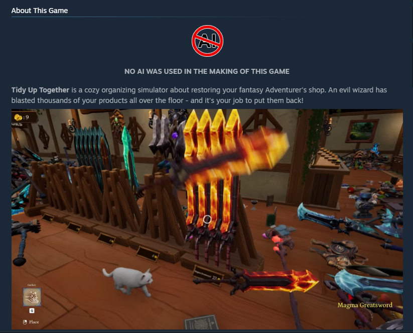 the steam page of tidy up together