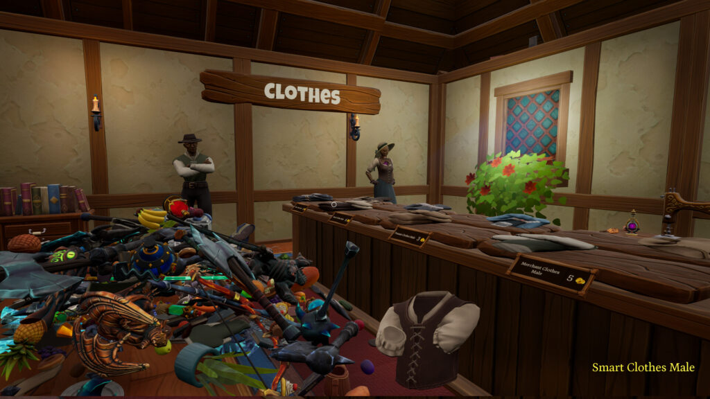 the clothes section of tidy up together with lots of things on the floor