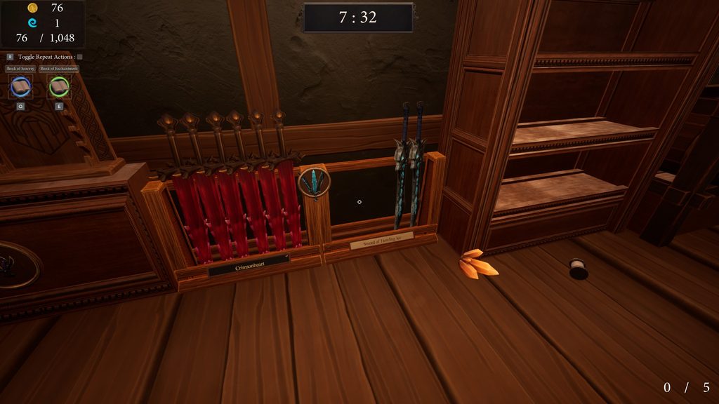 Swords, knifes and staffs comes in cool colors and shapes - Shelves and Sorcery