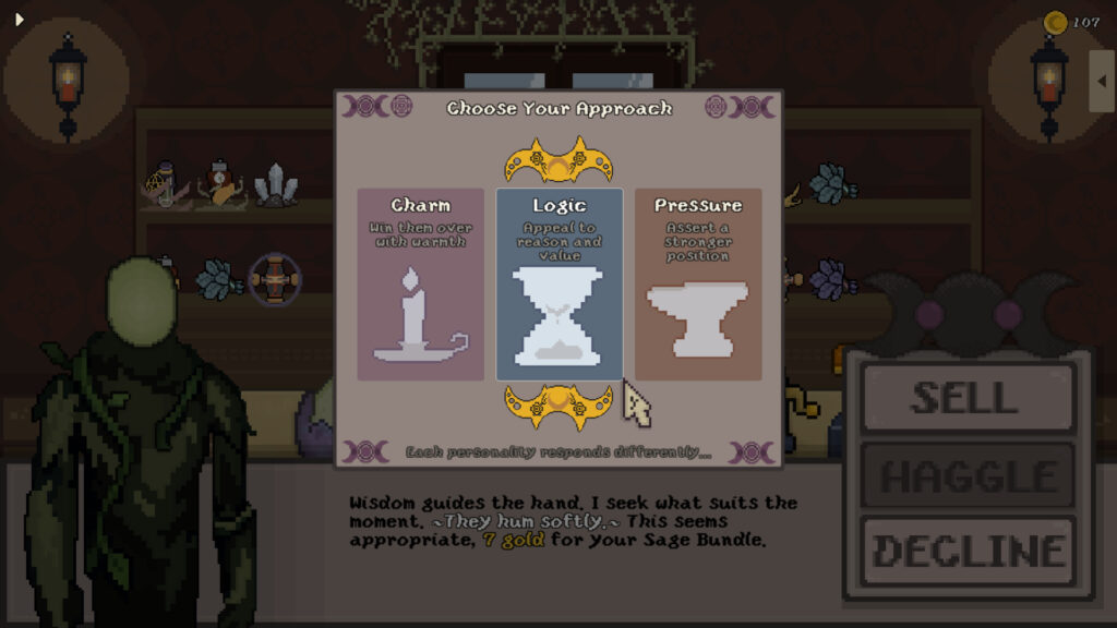 You have the option to haggle with your customers - The Totemist