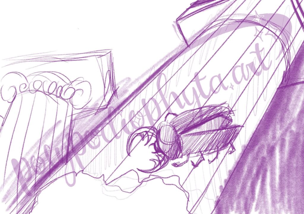 a sketch of a beetle on a pillar