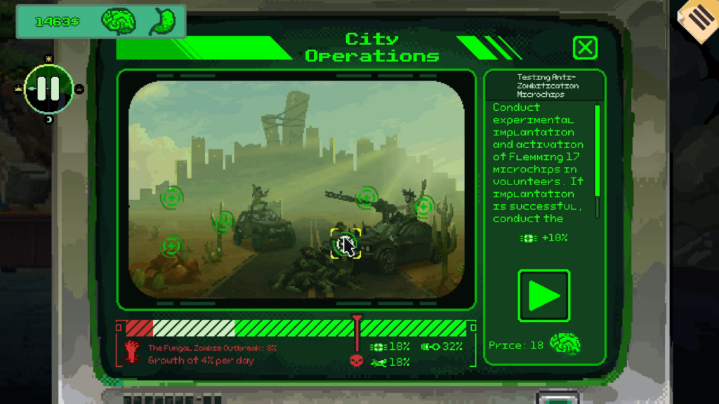 Security 51 - choosing a mission above ground on a computer screen