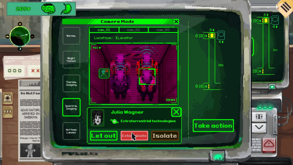 scanning the passengers on the facility lift using the computer terminal