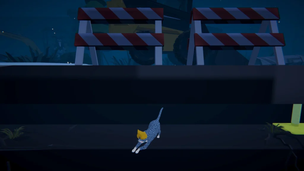 Ghostly Whiskers as the cat crawls in an underground pipe to reach a new area