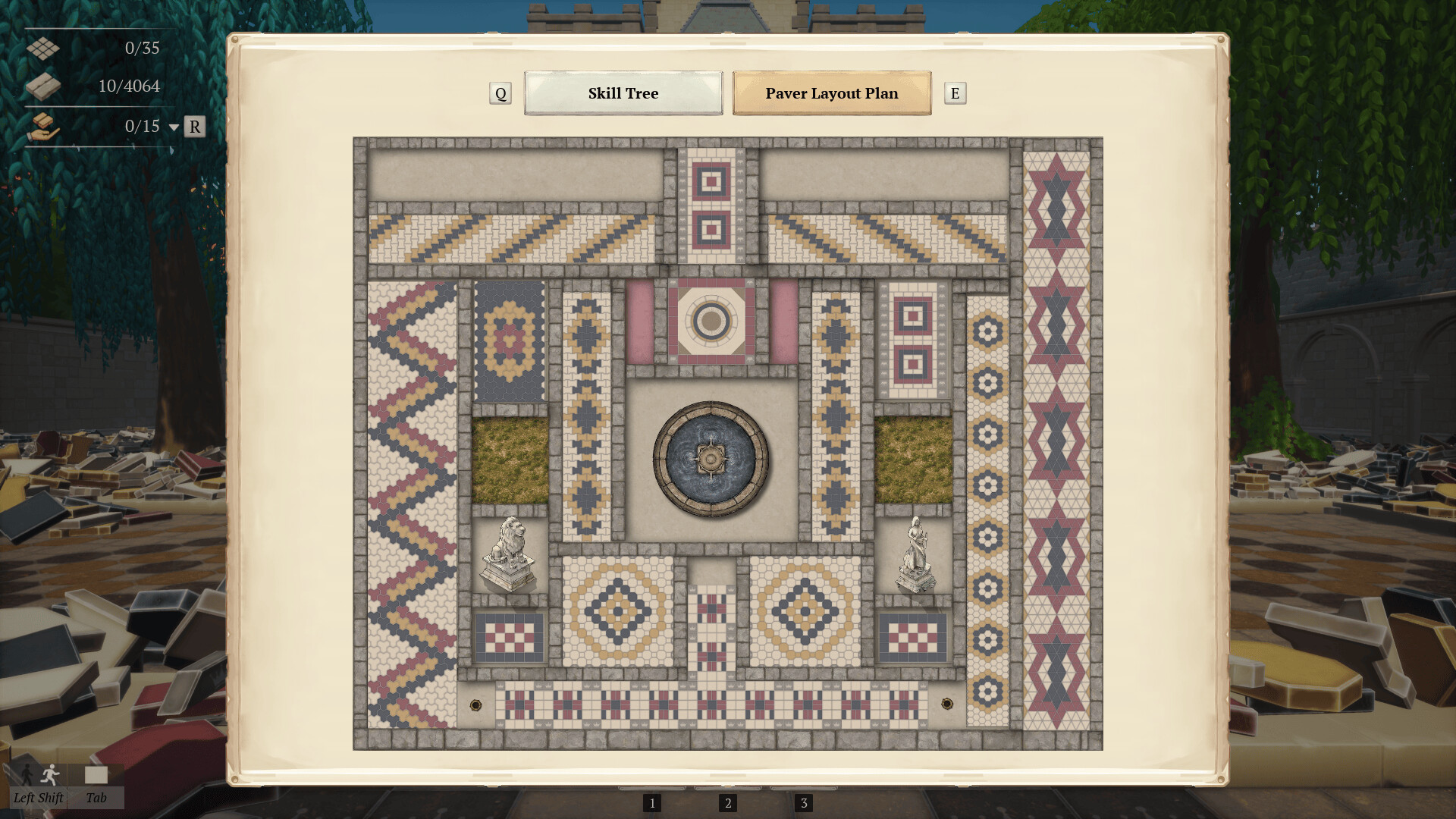 The image has the full patterned layout of every block and colour in the design you need to lay them.
