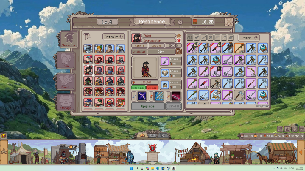 The equipment tab from Duelist: Idle Expedition