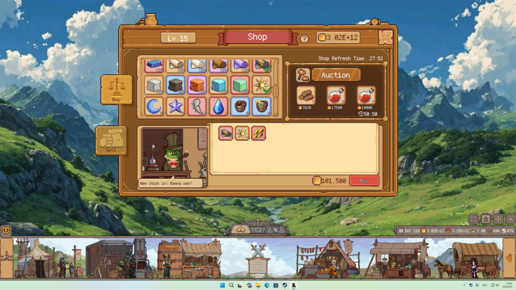 The shop menu in Duelist: Idle Expedition