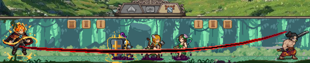 A close up of the battle screen in Duelist: Idle Expedition