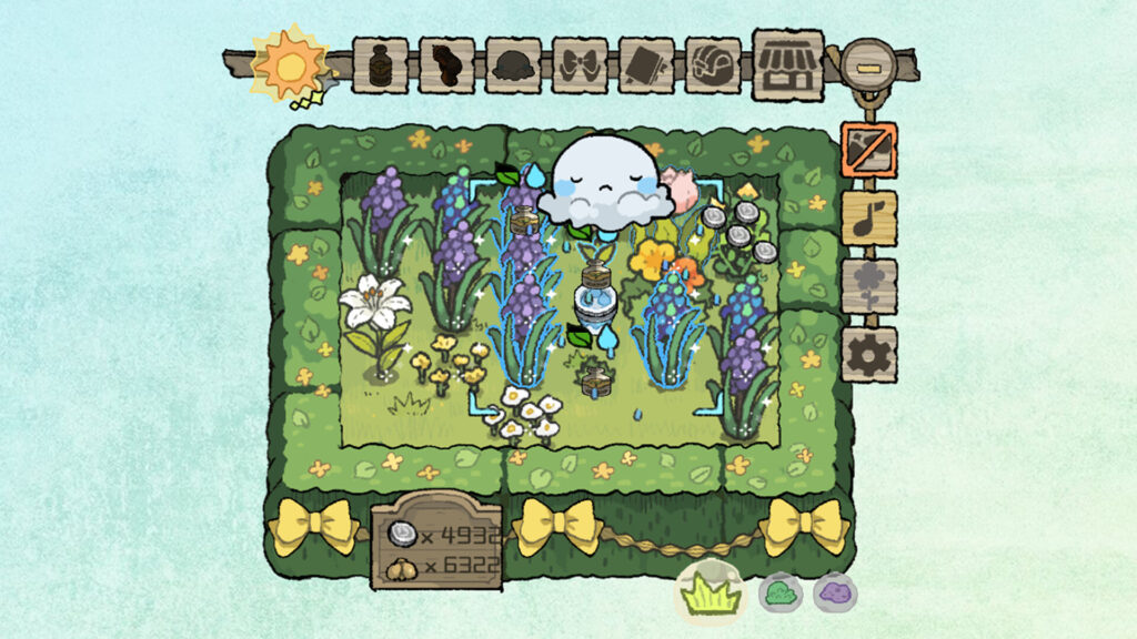 an early view of the BuGarden stage, a cute flower bed with yellow decorations.
