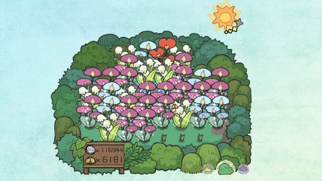 The BuGarden flower bed as the sun beams down on a selection of mutated flowers.