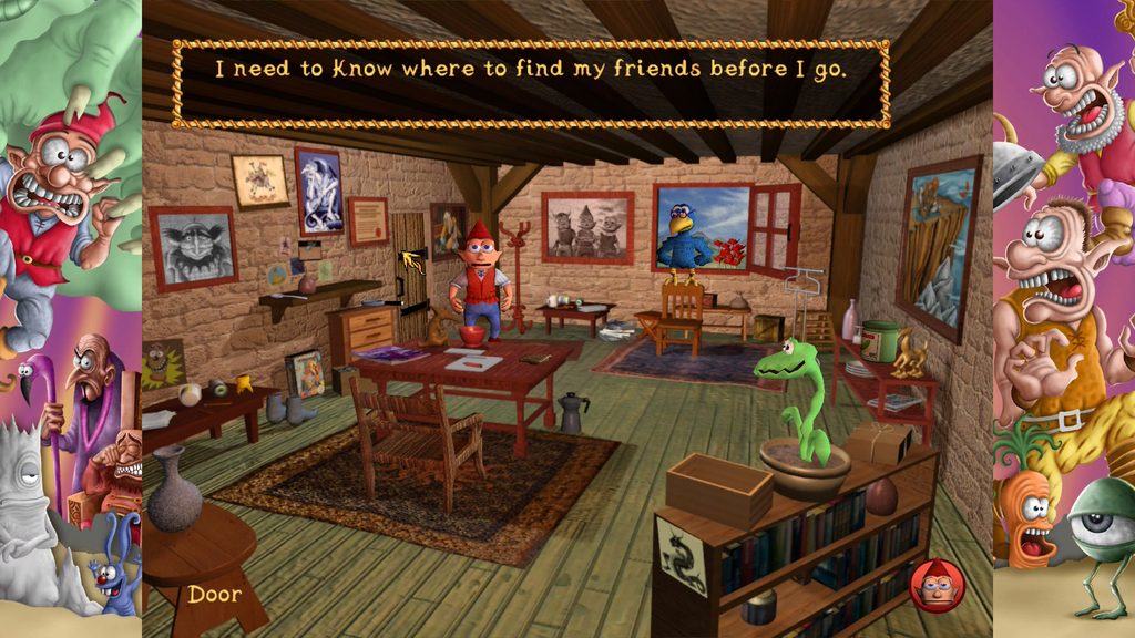 Gobliiins Collection - A screenshot of gameplay from Goblins 4. A goblin stands near the back of the screen with a caption that says "I need to know where to find my friends before I go."