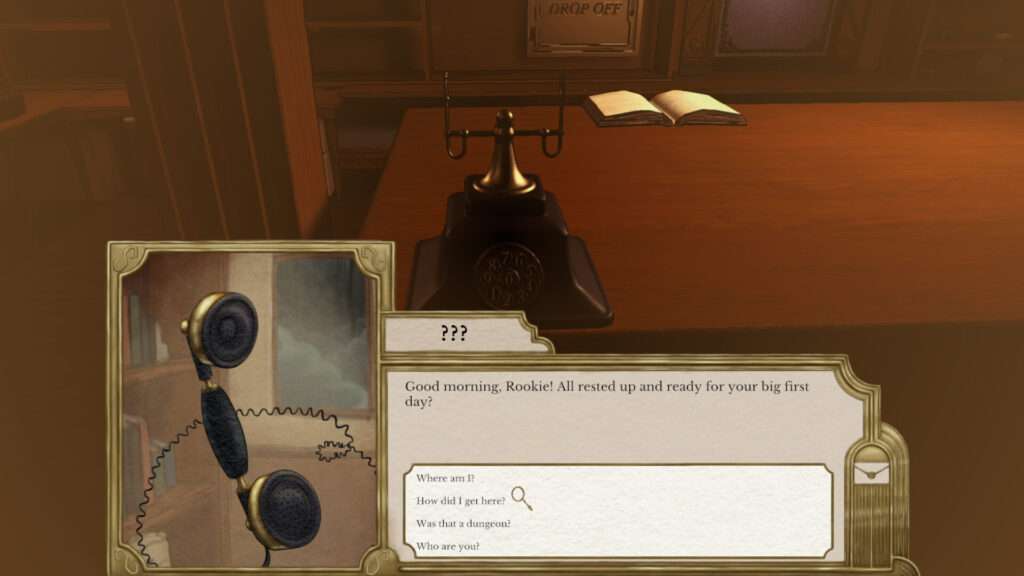 letter lost: Answering the phone and speaking to your supervisor. you are presented with dialogue options to respond.